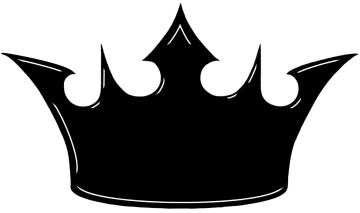 a black and white silhouette of a crown
