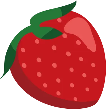 a red strawberry with green leaves on it