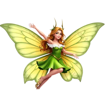 a woman dressed as a fairy with green wings