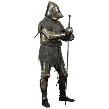a knight in full armor holding a sword