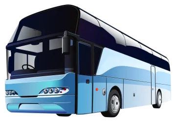 a blue bus on a white background