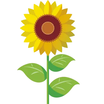 a sunflower with green leaves