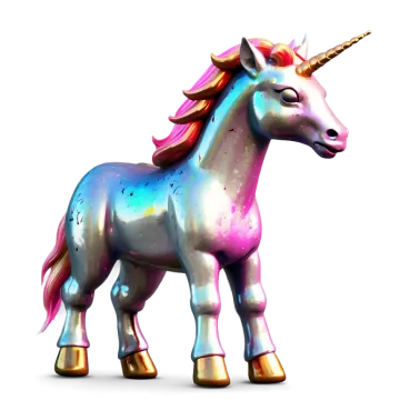 a unicorn standing on top of a white surface