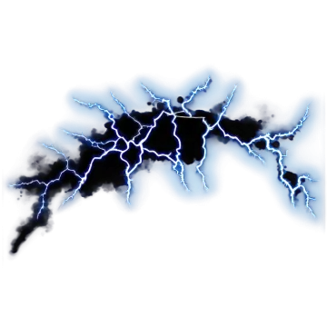 a black and blue lightning on a white background