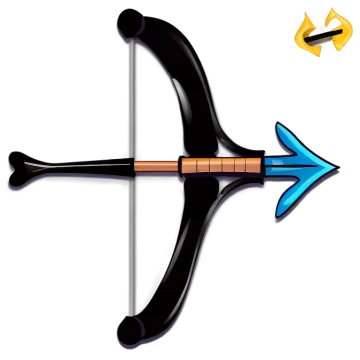 a black bow and arrow on a white background
