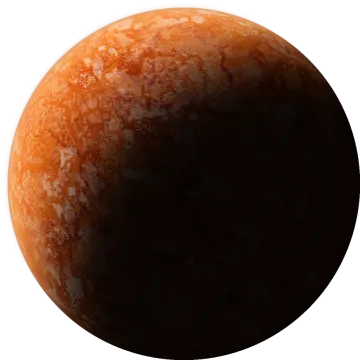 a close up view of an orange planet