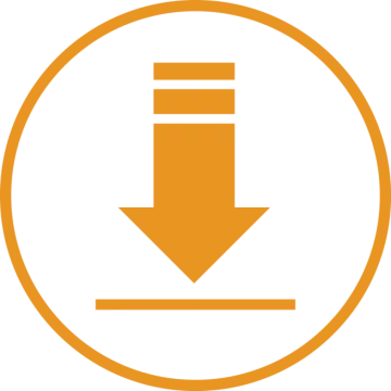 an orange arrow pointing up in a circle