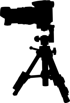 a black and white silhouette of a camera