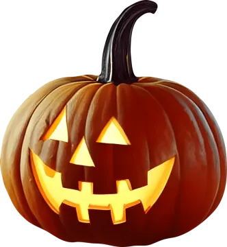 a halloween pumpkin with glowing eyes