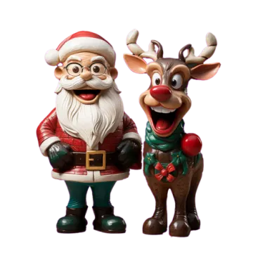 a couple of reindeers standing next to each other reindeer