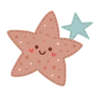 a brown star with blue stars on it