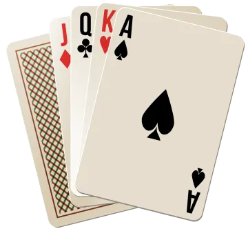 three playing cards on a white background