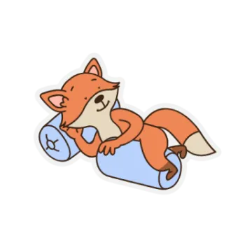 a cartoon fox sleeping on its back