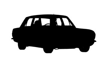 a black and white silhouette of a car