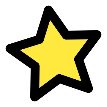 a yellow star on a white background