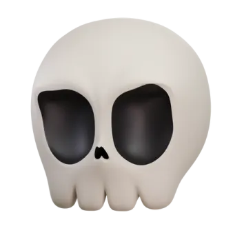 a white skull with black eyes