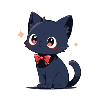 a black cat wearing a red bow tie