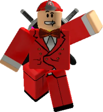a lego man in a red suit and hat