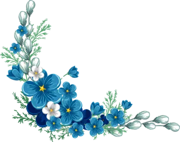 a blue and white flower border