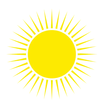 a black and white sun icon