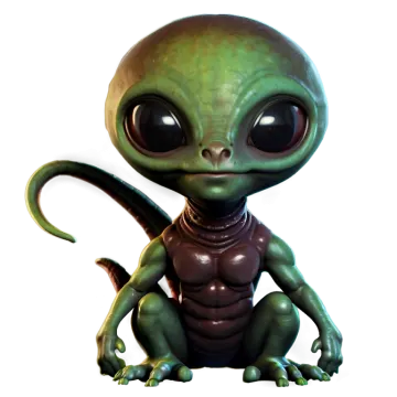 a small alien sitting on top of a white surface