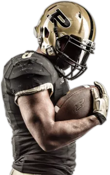a man holding a football ball in his hands