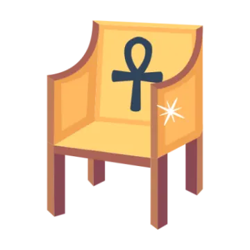 a chair with an egyptian symbol on it