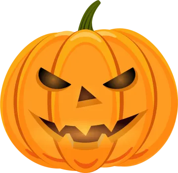 a halloween pumpkin with an evil face