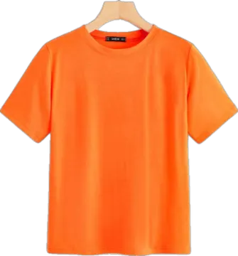 an orange t shirt hanging on a hanger