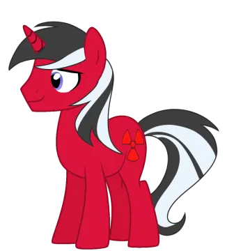 a red pony with black and white manes