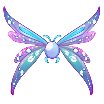 a blue and purple butterfly with bubbles on it