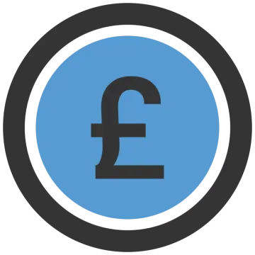 the pound symbol in a blue circle