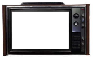 an old television set with a blank screen