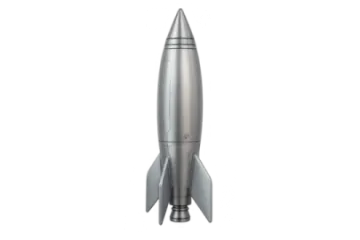 a silver rocket on a white background