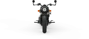 the front view of a motorcycle on a white background