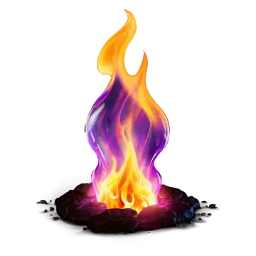 a burning fire on a white background
