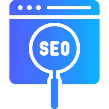 a mag glass with the word seo on it