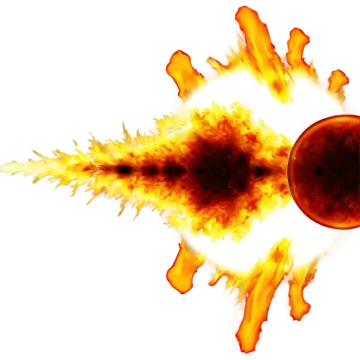 a fireball with flames coming from it