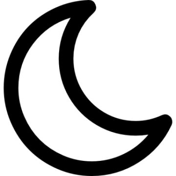 a black and white crescent icon