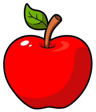 an apple with a leaf on it