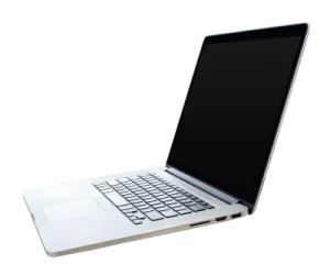 an open laptop computer on a white background