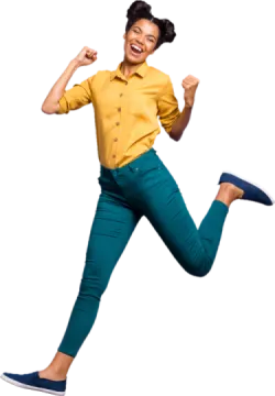 a woman jumping in the air