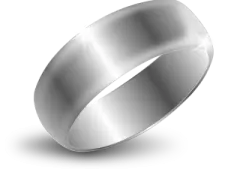 a white gold wedding ring with a flat surface