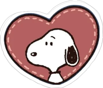 a heart shaped sticker with a dog in it