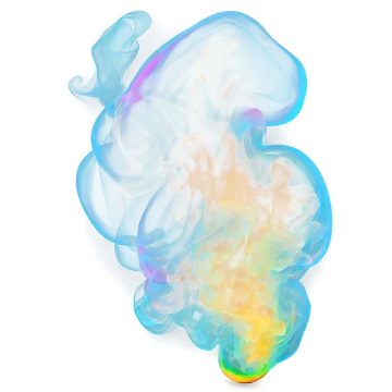 a white background with blue and yellow smoke