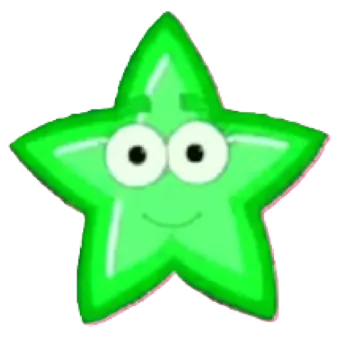 a green star with a smiling face