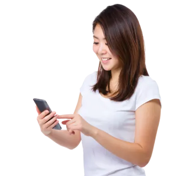 a woman looking at her cell phone
