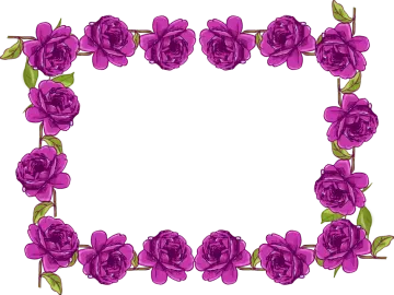 a frame with purple flowers and leaves