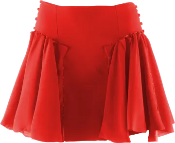 a red skirt with a bow at the bottom