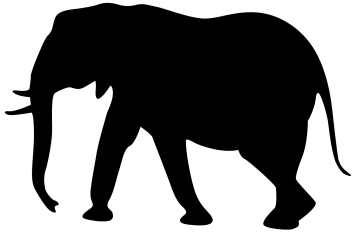 an elephant silhouetted on a white background